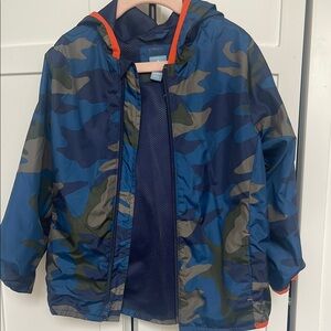 GAP Blue and Green Camouflage Raincoat